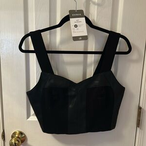 Brand new cabbie sample, never worn, vegan leather and Ponte Bralette medium